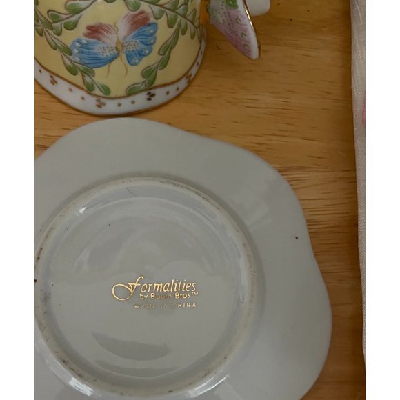 Butterfly Demitasse Cup and Saucer, Yellow/Gold Trim from Formalities by Baum Br - Picture 3 of 8